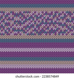 Woven yarn knit vector seamless pattern. Warm pulloverstriped jersey textile. Craft knitted fabric striped ornament. Thread knitting fashion pattern. Multicolor cozy cashmere knitting. 
