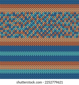 Rastreo sin soldadura vectorial de punto de hilado trenzado. El jersey de invierno rayaba textiles jersey. Ornamento de textura de tejido de punto de artesanía. Patrón de ropa de tejido de fibra. Tejido de cachemira multicolor acogedor. 
