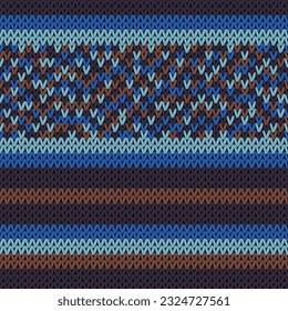 Woven yarn knit vector seamless pattern. Warm jumper striped jersey textile. Craft knitted fabric striped ornament. Fiber knitting fashion pattern. Traditional crochet nordic handicraft sample.
