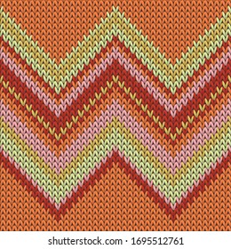 Woven zig zal lines christmas knit geometric vector seamless. Pullover stockinet ornament. Classic warm seamless knitted pattern. Repeatable background.