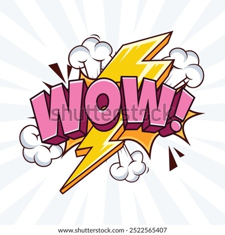 Wow 3D Text Comic Cartoon Vector Design Template