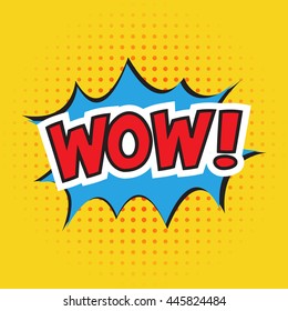 wow banner design. Vector illustration. Cartoon. Dotted background
