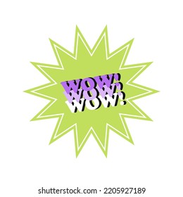 Wow Banner, speech bubble, poster and sticker concept, geometric style with text WOW. Icon message speech bubble Wow with cloud talk for banner, poster, web. White background. Vector Illustration