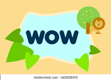 wow, beautiful greeting card background or template banner with cute animal character theme. vector design illustration