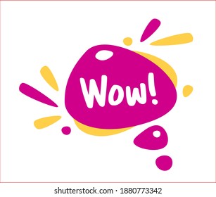 Wow! Bubble Talk Phrases. Hand Drawn Doodle Speech Bubbles. Bright Red Thought Bubbles. Vector Illustration Doodle Style.