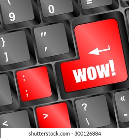 wow button on computer keyboard key. vector illustration