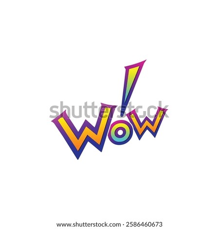 WOW Color Vector Logo, Typography Lettering icon design