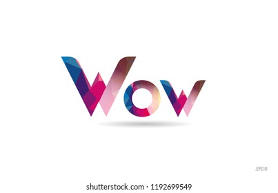 wow colored rainbow word text suitable for card, brochure or typography logo design