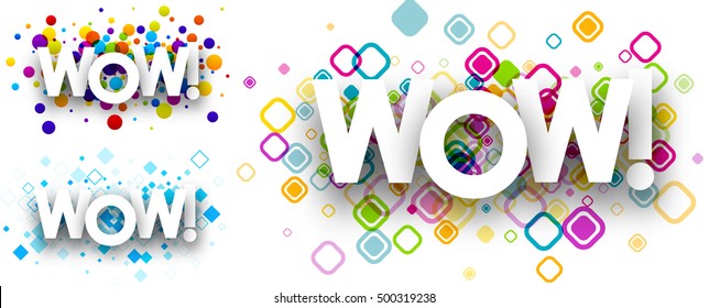 Wow colour backgrounds set. Vector paper illustration.