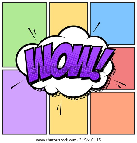 Wow Comic Book Cartoon Background Though Speech Scream Bubble Effects Onomatopoeia