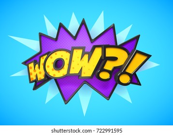 Wow - Comic book, cartoon expression Pop art vintage vector illustration.
