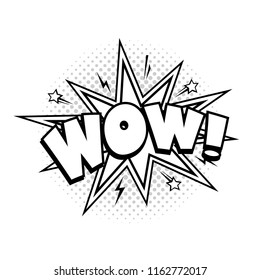 Wow comic book colouring speech bubble, wow emotion sound effect. Superhero. Halftone. EPS 10