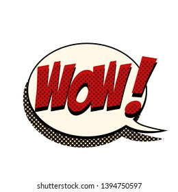 wow comic bubble. cartoon pop art retro drawing illustration