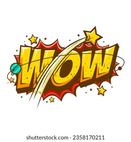 Wow comic cartoon pop art expression design