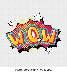 Wow comic effects lettering illustration with 3D font