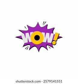 Wow comic lettering. Vector bright cartoon illustration in retro pop art style. 