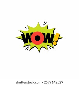 Wow comic lettering. Vector bright cartoon illustration in retro pop art style. 