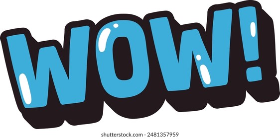 Wow Ilustración vectorial de letras cómicas