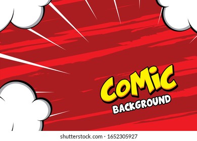 Wow Comic pop art Comic cloud bubble. Funny speech bubble. Trendy Colorful retro vintage background in pop art retro comic style. Illustration easy editable 