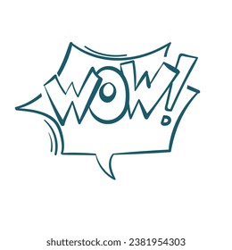 wow comic pop cloud text emotional speech sound vector hand drawn doodle 
