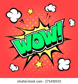 Wow! Comic Speech Bubble,  Cartoon vector illustration