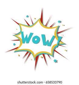 Wow comic speech bubble. Pop art style. Vector illustration.