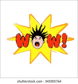 Wow! Comic Speech face, Cartoon