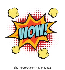 wow comic word. Pop art retro vector illustration