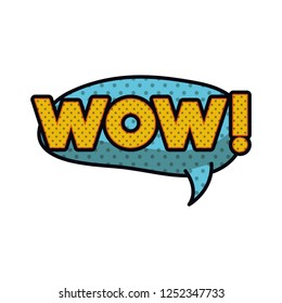 wow comic words in speech bubble isolated icon