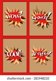 WOW, Crazy, Cool labels