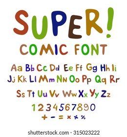 Wow. Creative high detail font for your design. The alphabet in the style of comics. Graphics pop - art on transparent background. Bright cartoon comic. 3d letters.