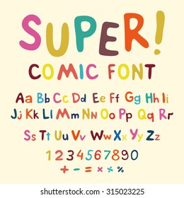 Wow. Creative high detail font for your design. The alphabet in the style of comics. Graphics pop - art on transparent background. Bright cartoon comic. 3d letters.