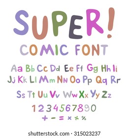 Wow. Creative high detail font for your design. The alphabet in the style of comics. Graphics pop - art on transparent background. Bright cartoon comic. 3d letters.