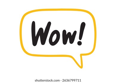 WOW doodle hand drawn speech bubble. Wow text. comic quote lettering WOW cloud phrase. Vector illustration