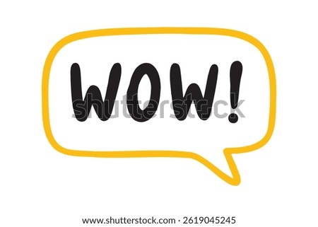 WOW doodle hand drawn speech bubble. Wow text. comic quote lettering WOW cloud phrase. Vector illustration