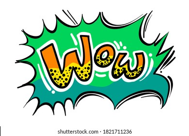 Wow - Drawing custom text word for conversations. Free hand Speech bubble in comic style. Enable to edit by layers.