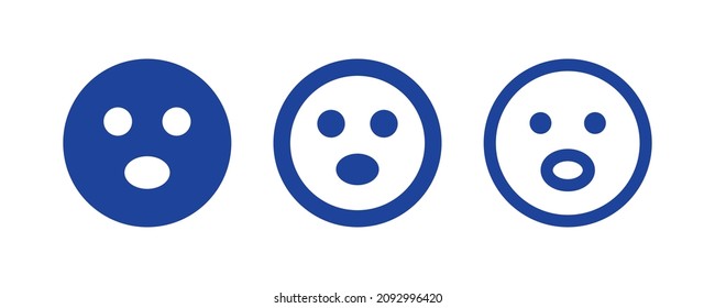 Wow emoji. Excited face emotion. Surprise emotion icon set.