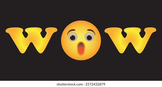 Wow emoji face. shocked surprised emoticon with open mouth. Vector illustration.