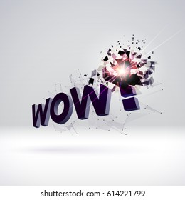 Wow exploding sign for party or commercial sale offering