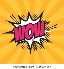 Wow Explosion Halftone Pop Art Elements  Vector Illustration