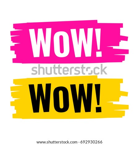 Wow! Flat vector illustrations with grunge effect on white background.
