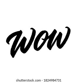 Wow Handwritten Modern Calligraphy Typography Design Stock Vector ...