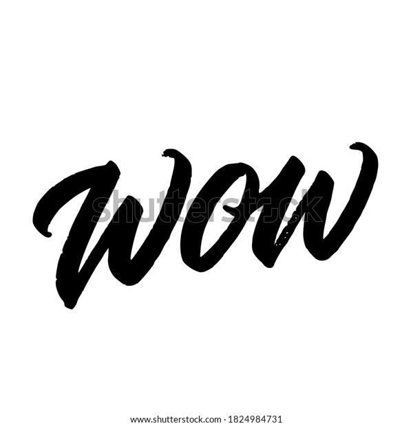 Wow Handwritten Modern Calligraphy Typography Design Stock Vector ...