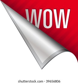 Wow Icon On Vector Peeled Corner Tab Suitable For Use In Print, On Websites, Or In Advertising Materials.