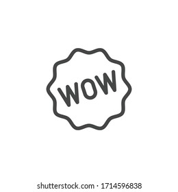 Wow icon. Symbol of admiration or surprise. Line label for online services, stores, markets and mobile apps, sticker for printed. Graphic pictograph for messenger. Vector illustration isolated