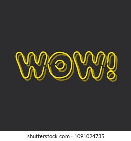 Wow icon, vector illustration design. Neon logo collection.