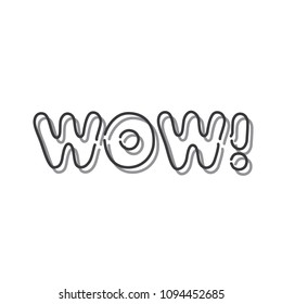 Wow icon, vector illustration design. Neon logo collection.