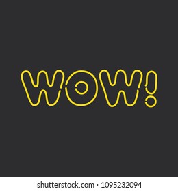 Wow icon, vector illustration design. Neon logo collection.
