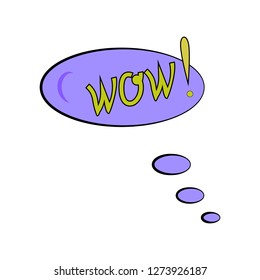 Wow lettering. Comic sound speech effect bubble isolated on white background illustration. Bang inscriptions. Humorous for cloud speech. Vector illustration.