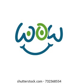 WOW logo initial letter design template vector